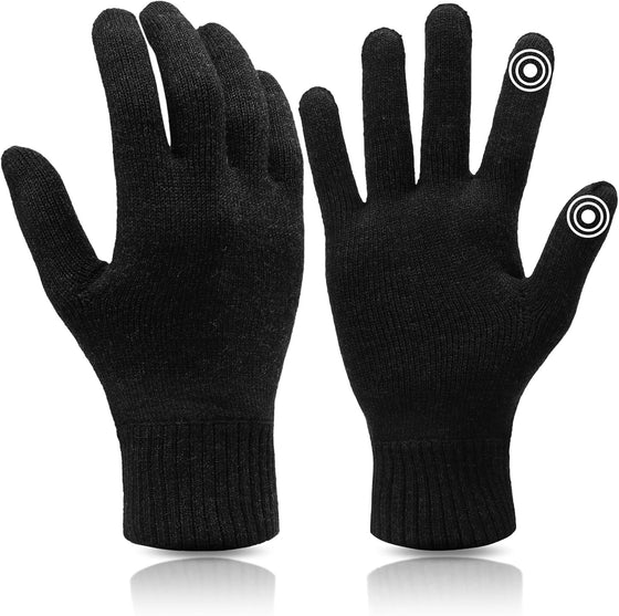 GLOVES FOR MEN WOMENS LIGHTWEIGHT MERINO WOOL TOUCHSCREEN THERMAL KNIT RUNNING WINTER GLOVE - Wander Group