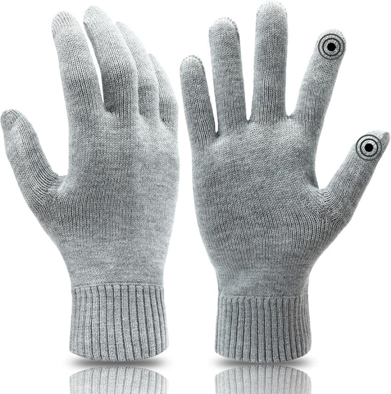 GLOVES FOR MEN WOMENS LIGHTWEIGHT MERINO WOOL TOUCHSCREEN THERMAL KNIT RUNNING WINTER GLOVE - Wander Group