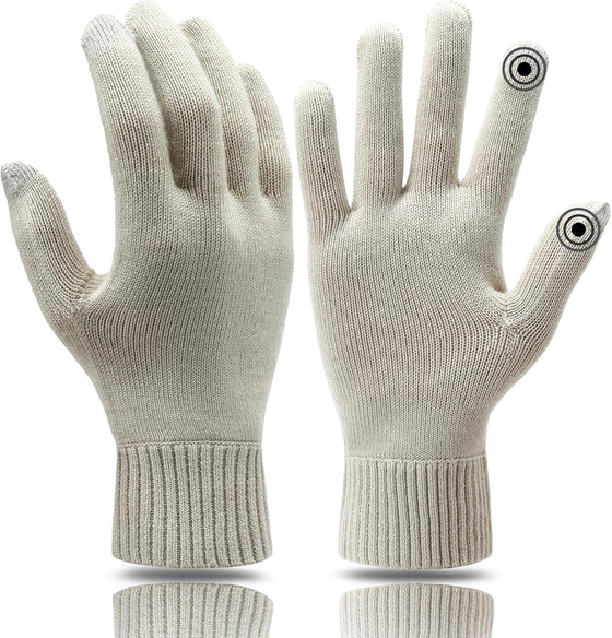 GLOVES FOR MEN WOMENS LIGHTWEIGHT MERINO WOOL TOUCHSCREEN THERMAL KNIT RUNNING WINTER GLOVE - Wander Group