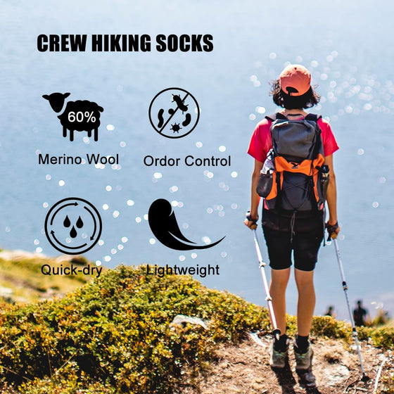 Merino Wool Socks Mens Cushioned Crew Socks 3 Pack - Wander Group